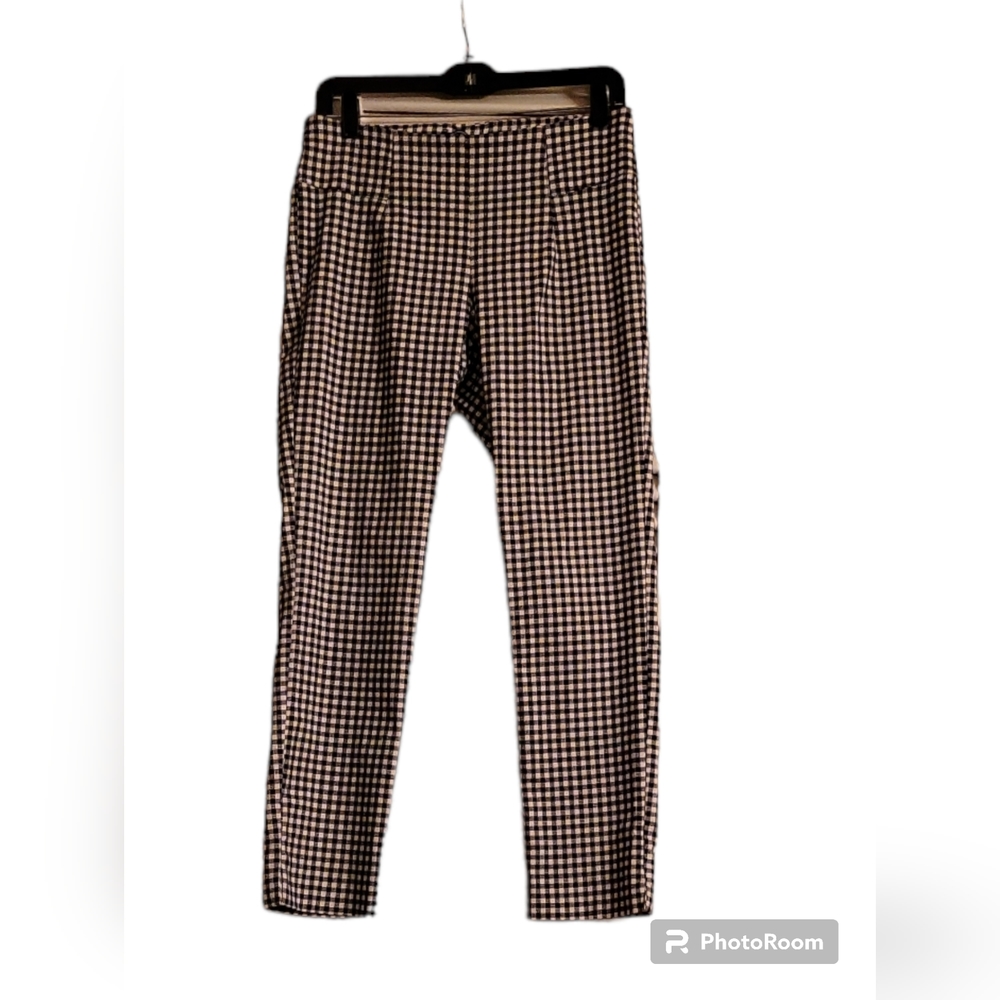 New York Clothing Co. Size 6 Plaid Black & White Elegant High Waisted Pants